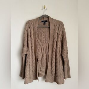 Forever 21 Tan Cable Knit Cardigan Oversized Small Fits Medium